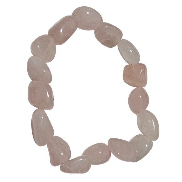 Rose Quartz Tumbled Stone Stretch Bracelet Love Courage Spiritual Jewelry Women - Picture 1 of 3